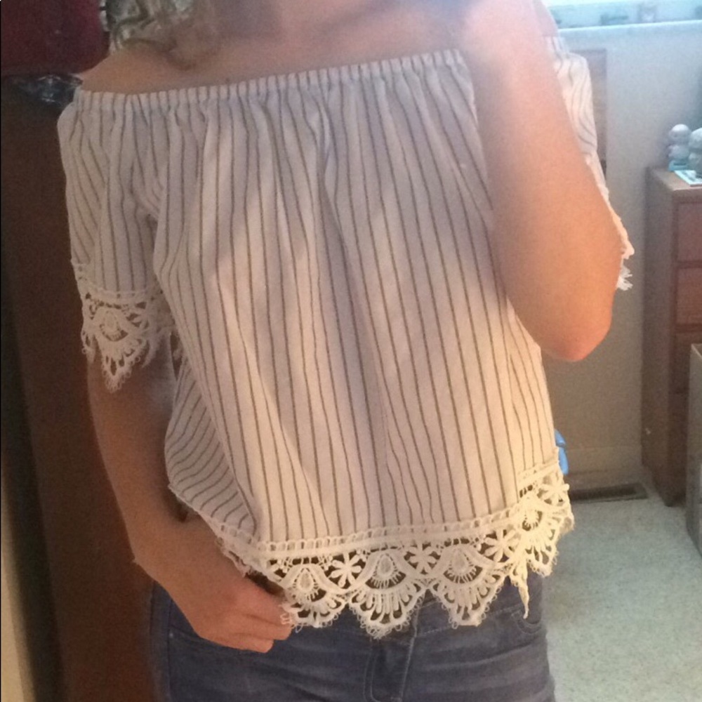 Off-the-shoulder Lace Blouse